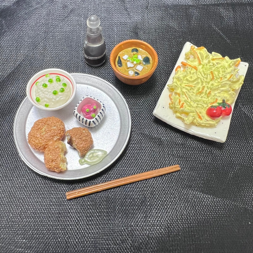 Miniature Food Set Japanese Lunch Diorama Dollhouse Display Collectible